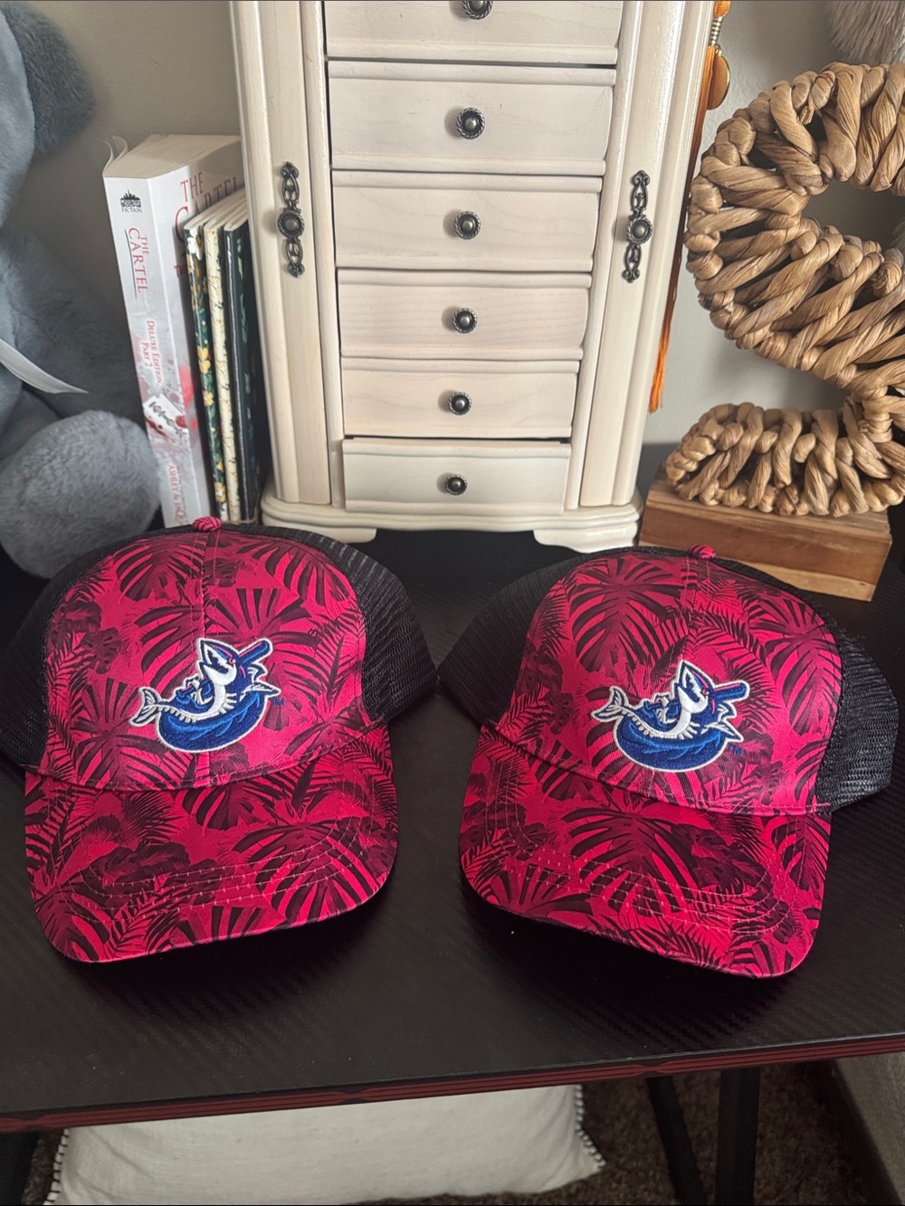 Unbranded Pink Tropical Shark Trucker Hat